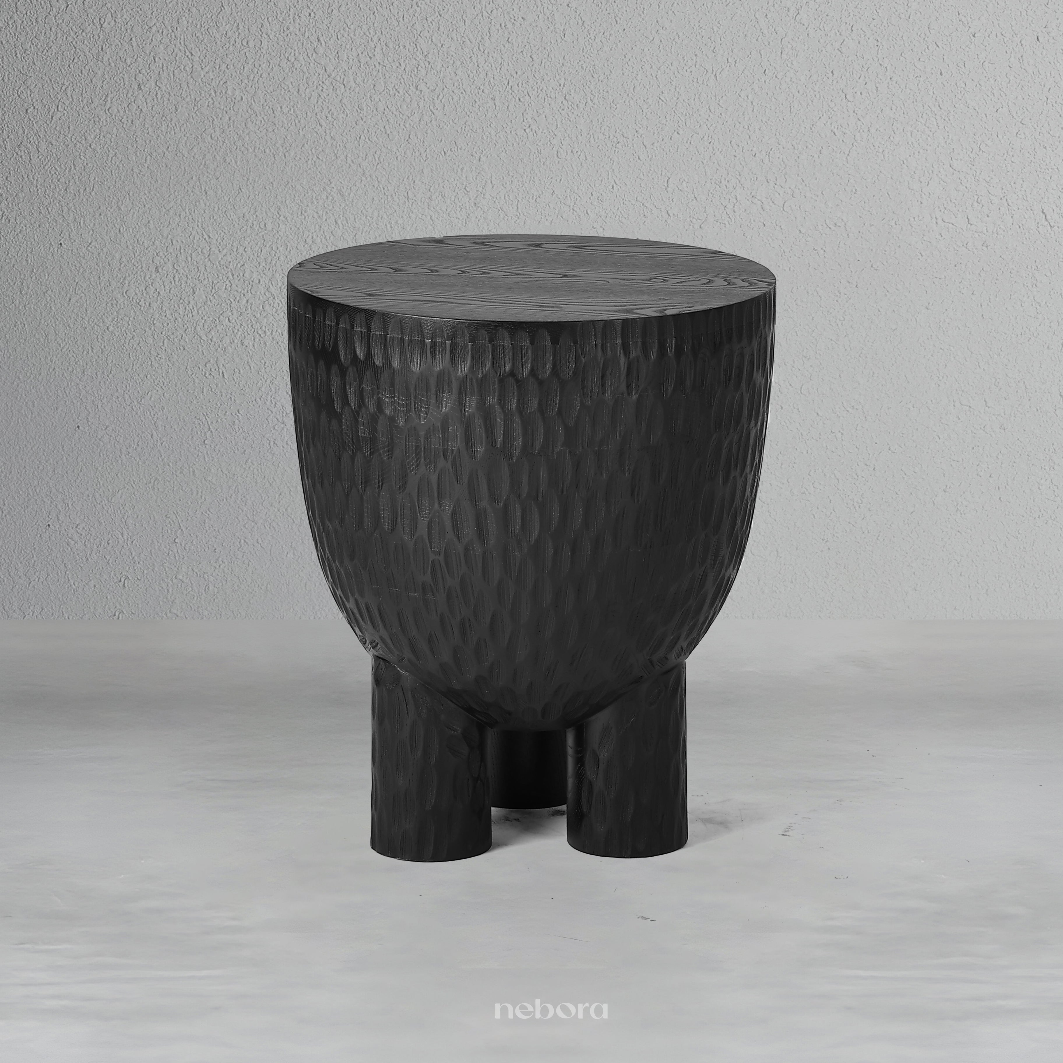 Zulu Hand Chiseled Stool Table