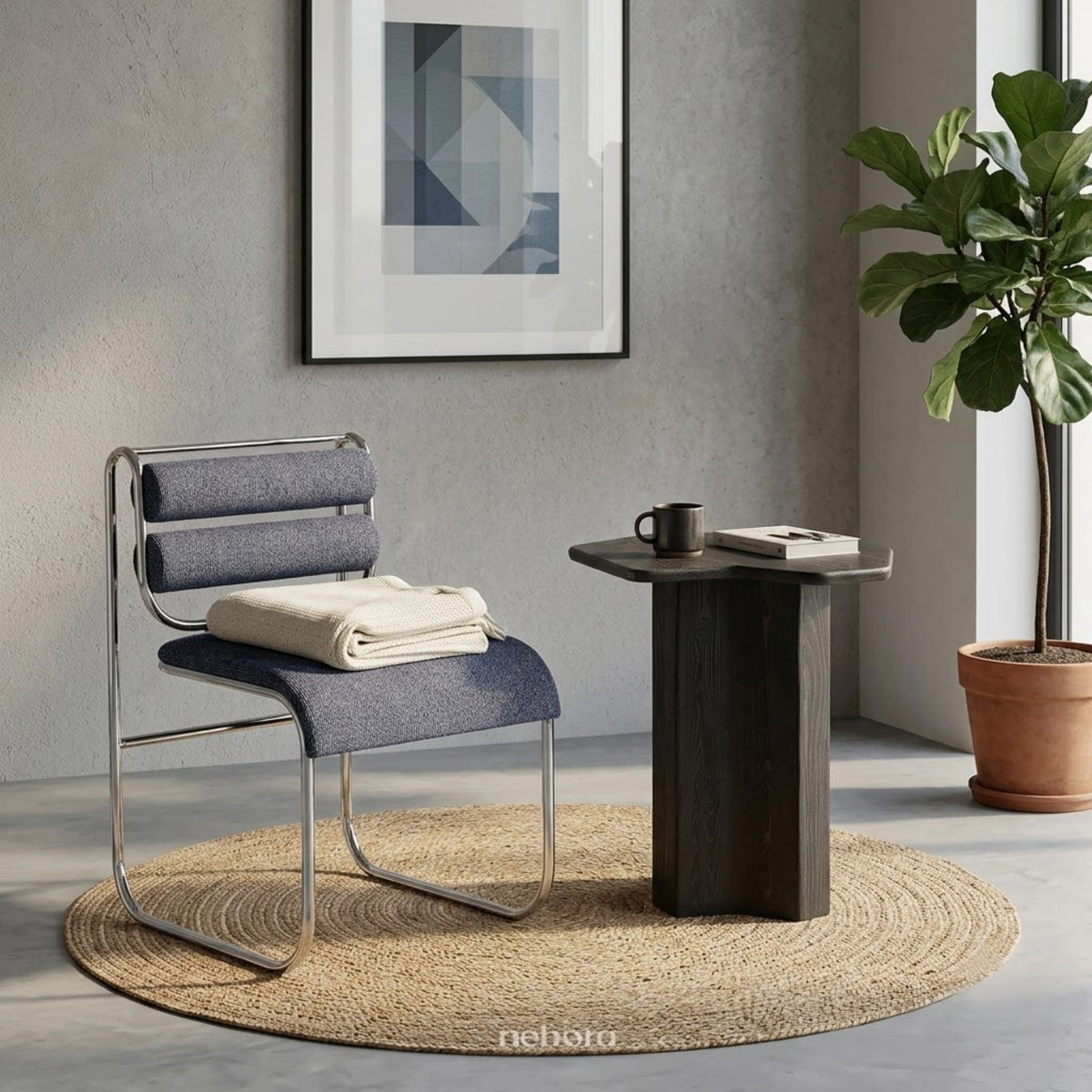 Stela Side Table Wood Black | Side Tables - Nebora