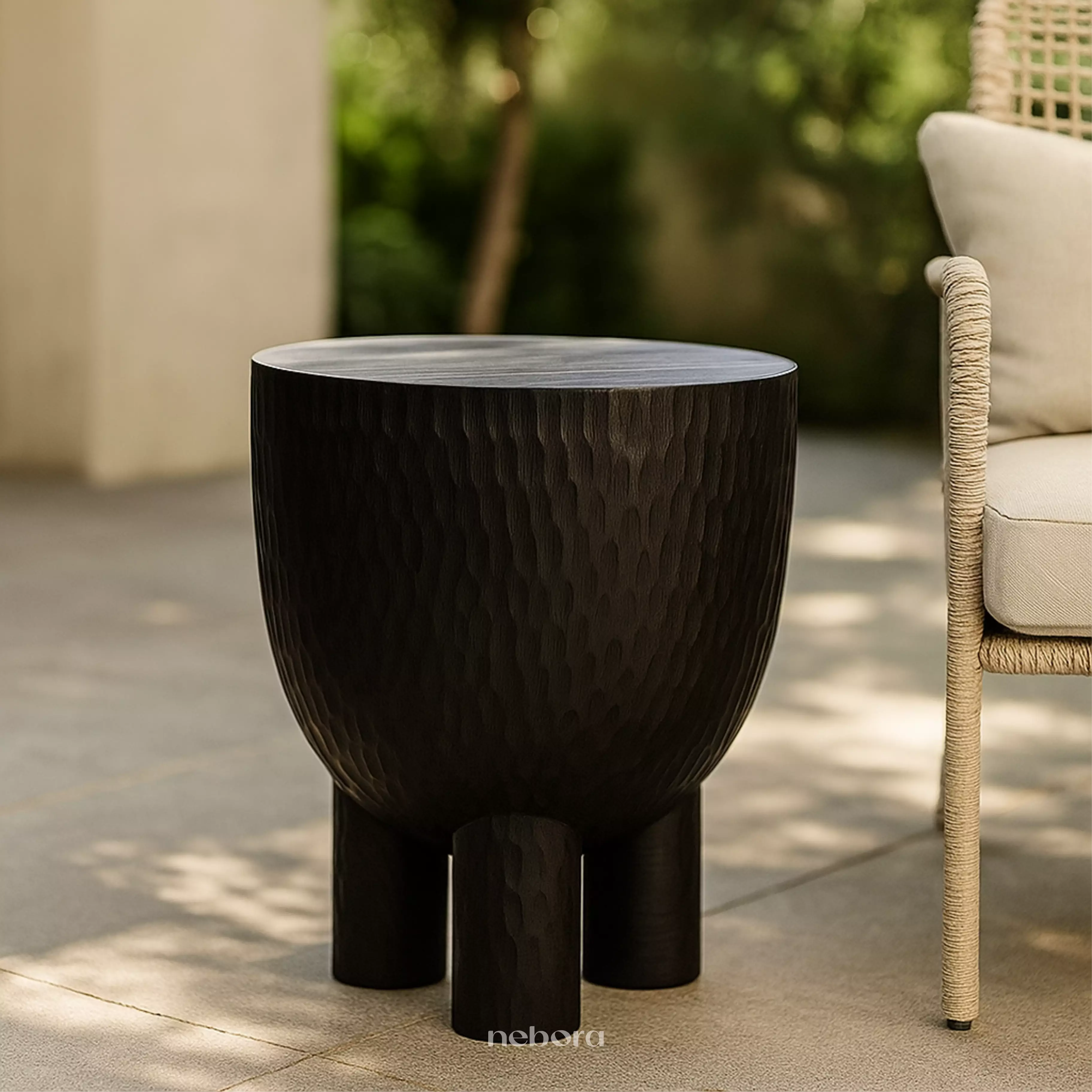 Zulu Hand Chiseled Stool Table