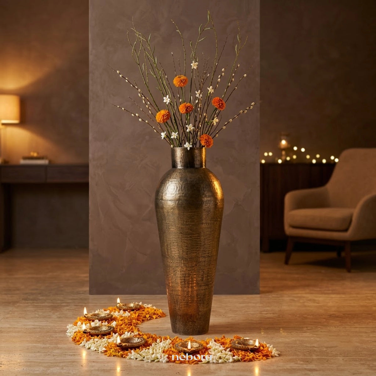 Amphora Round Floor Vase Large | Vases - Nebora
