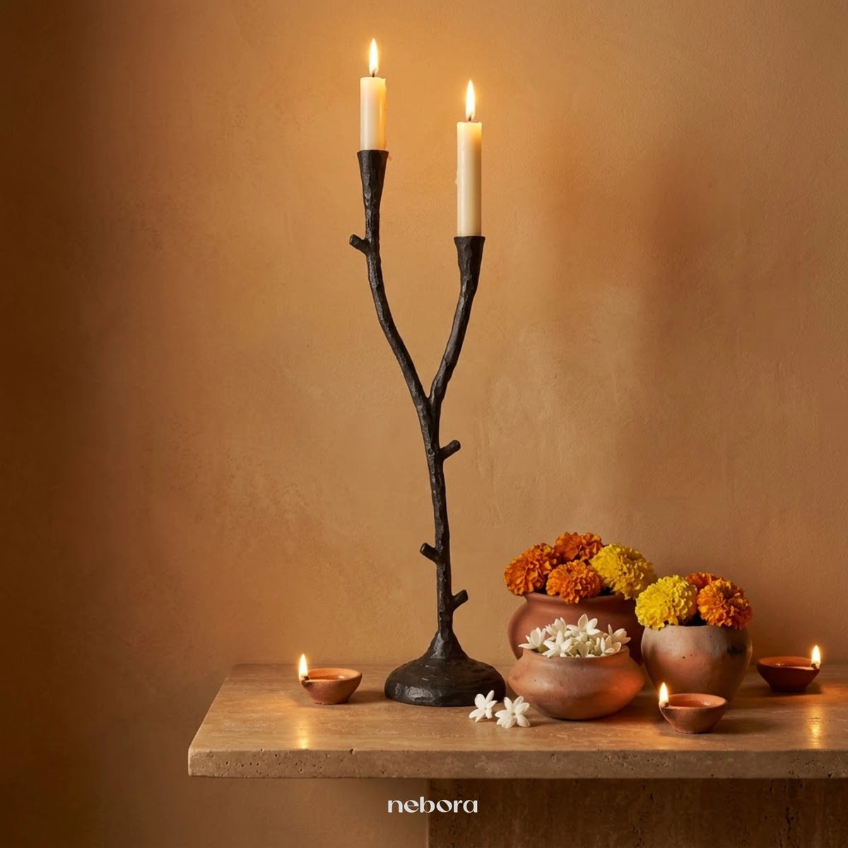 Elderwood Candle Stand 2 - Medium | Lanterns & Candle Holders - Nebora