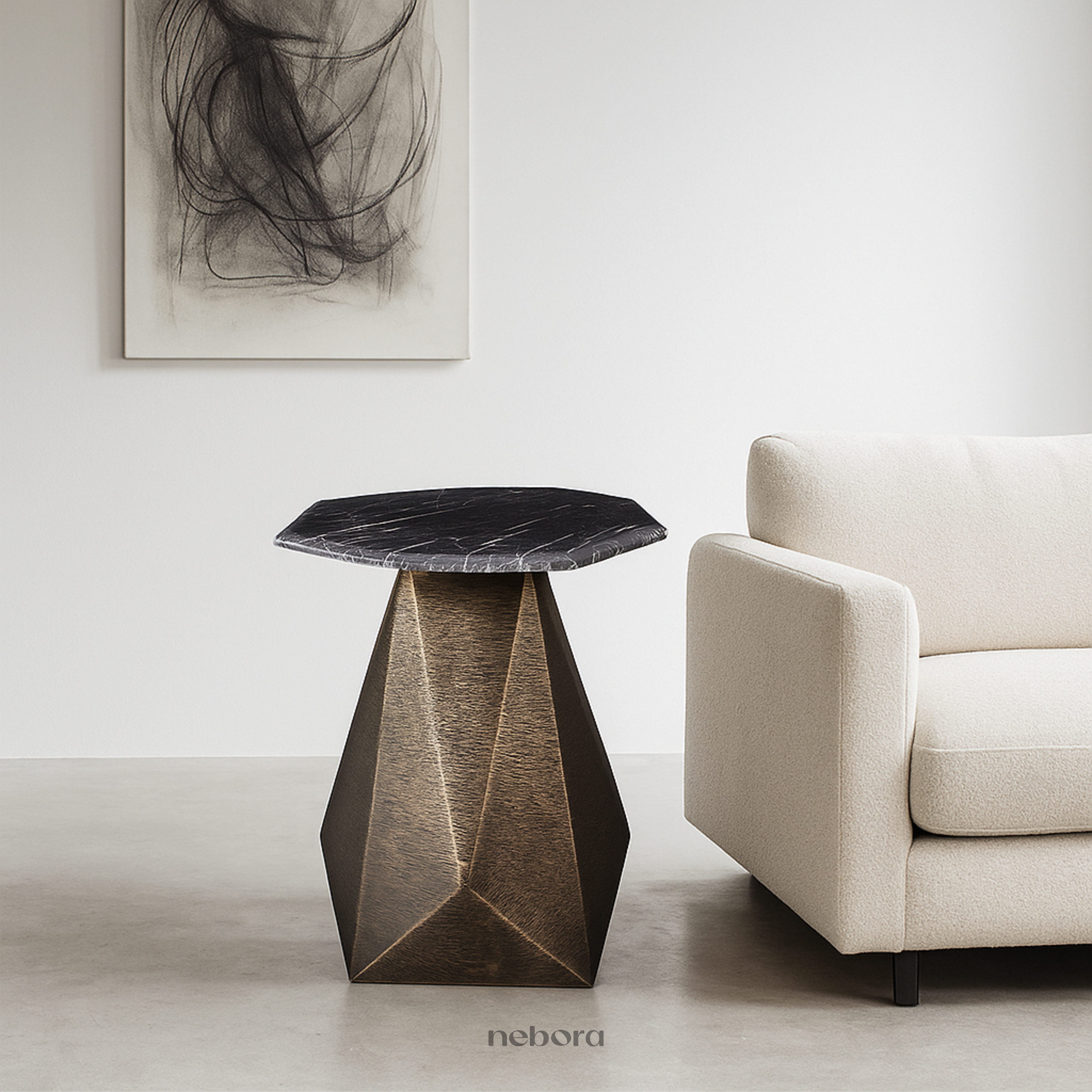 Facet Side Table Marble