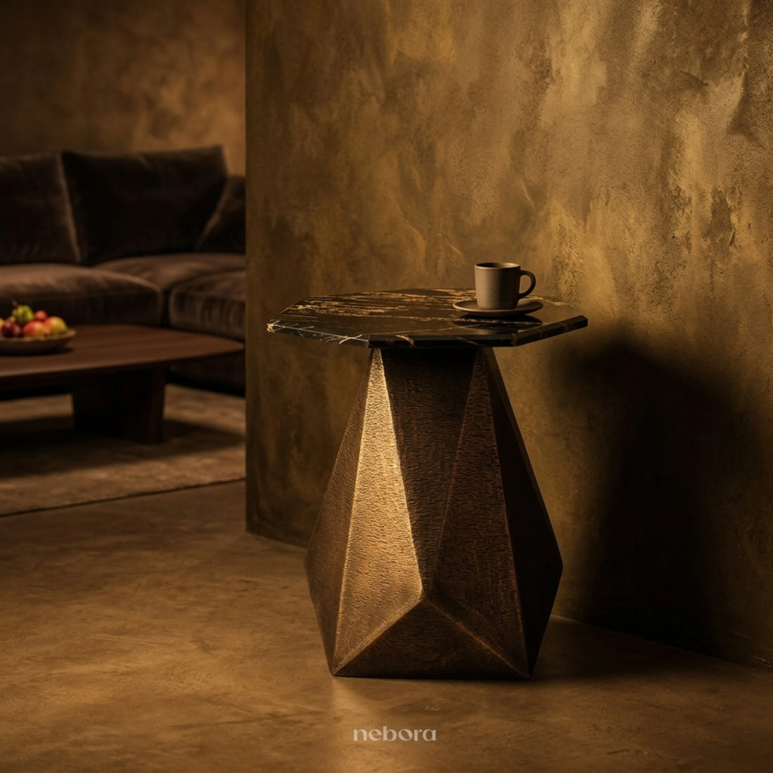 Facet Marble Side Table | Side Tables - Nebora