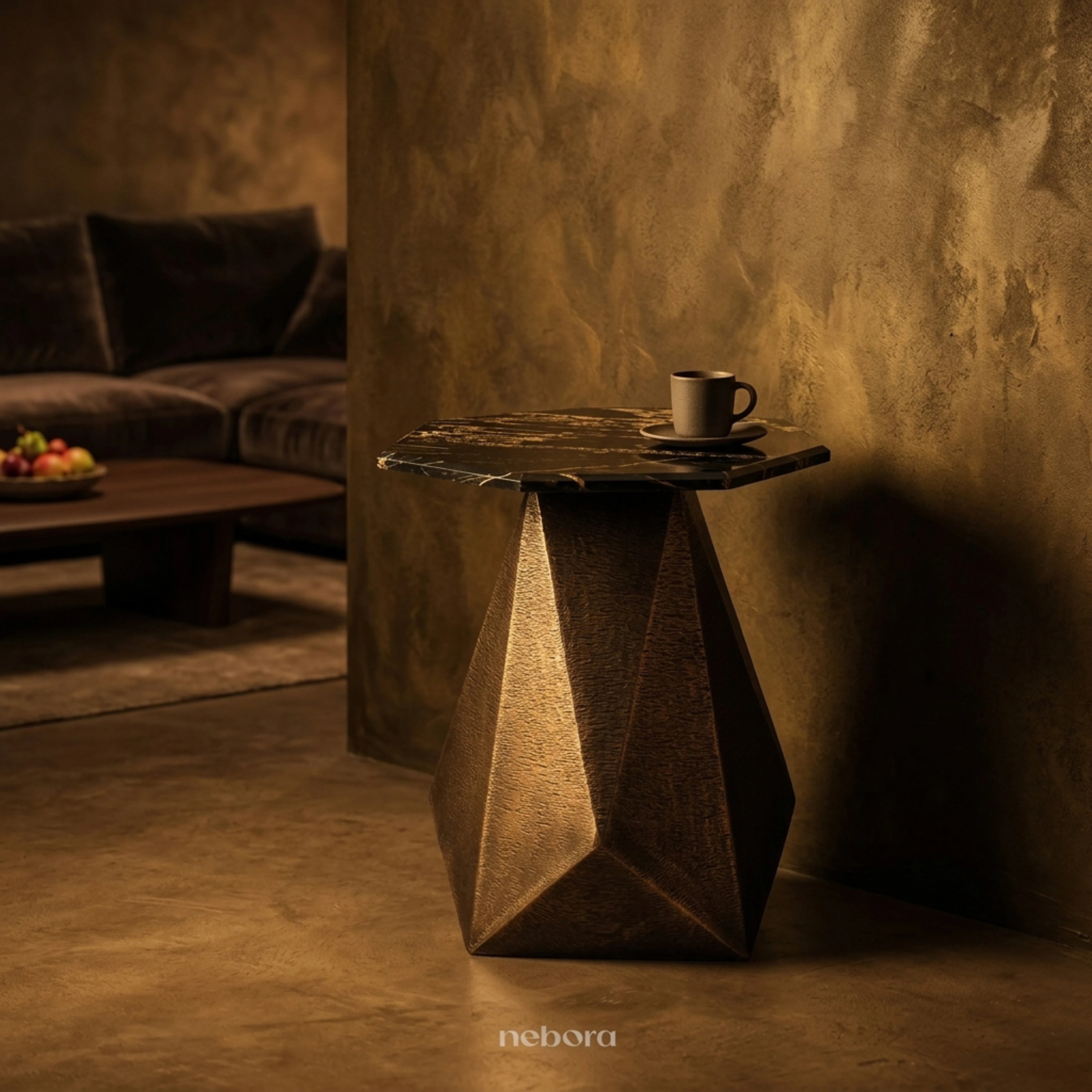 Facet Marble Side Table | Side Tables - Nebora