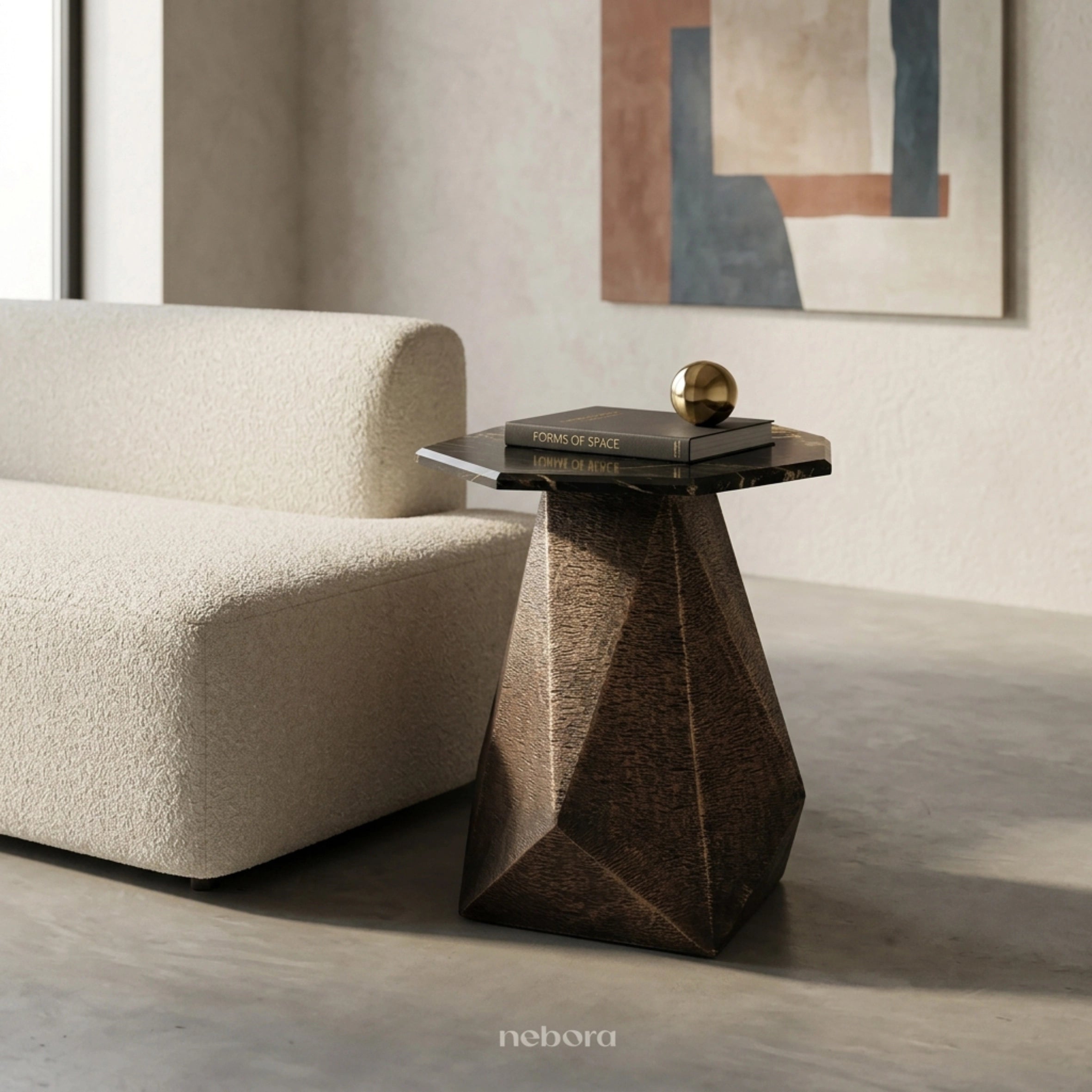 Facet Marble Side Table | Side Tables - Nebora