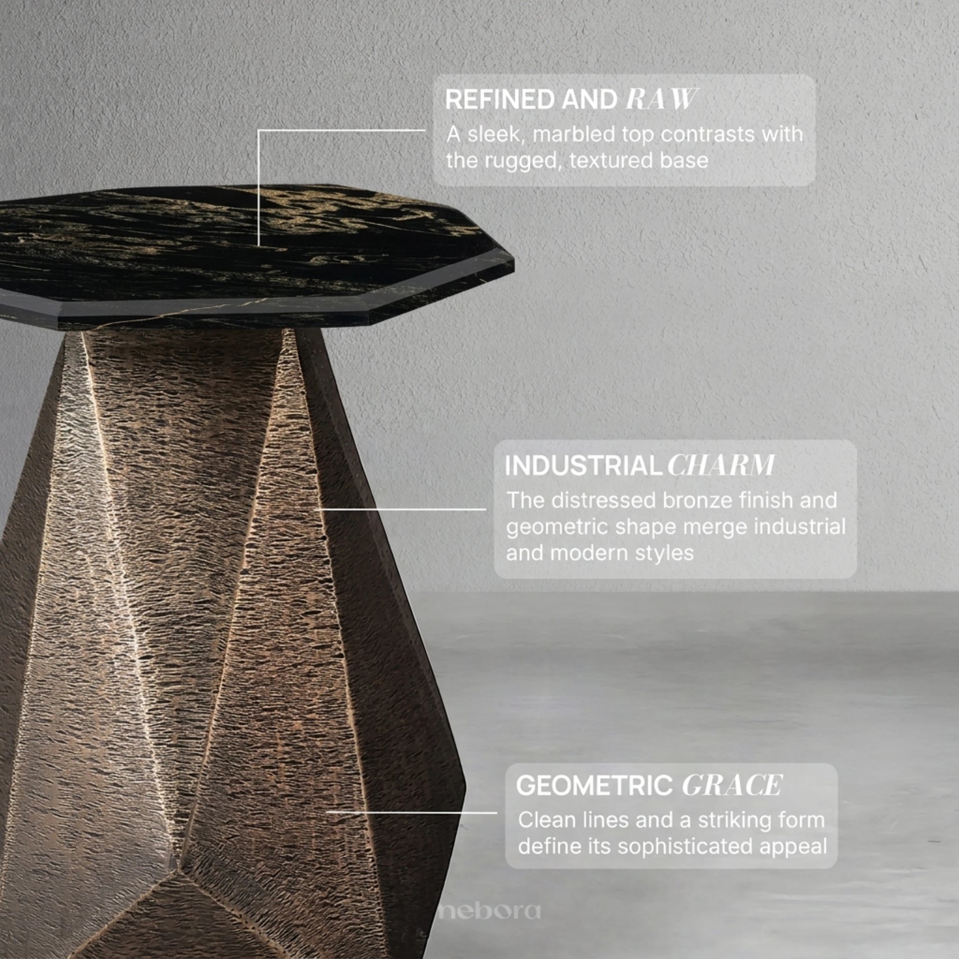 Facet Marble Side Table | Side Tables - Nebora
