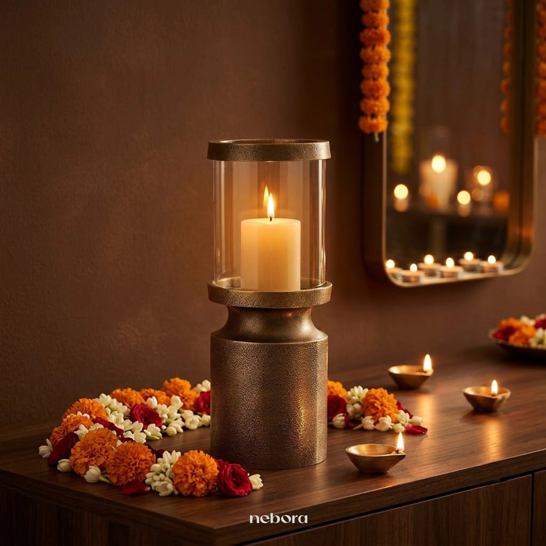 Flicker Hurricane Lantern Small | Lanterns & Candle Holders - Nebora