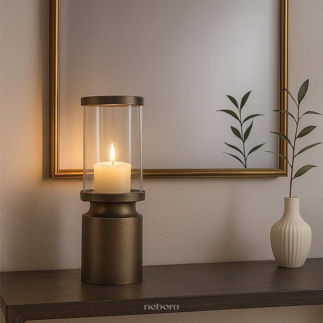 Flicker Hurricane Lantern Medium | Lanterns & Candle Holders - Nebora