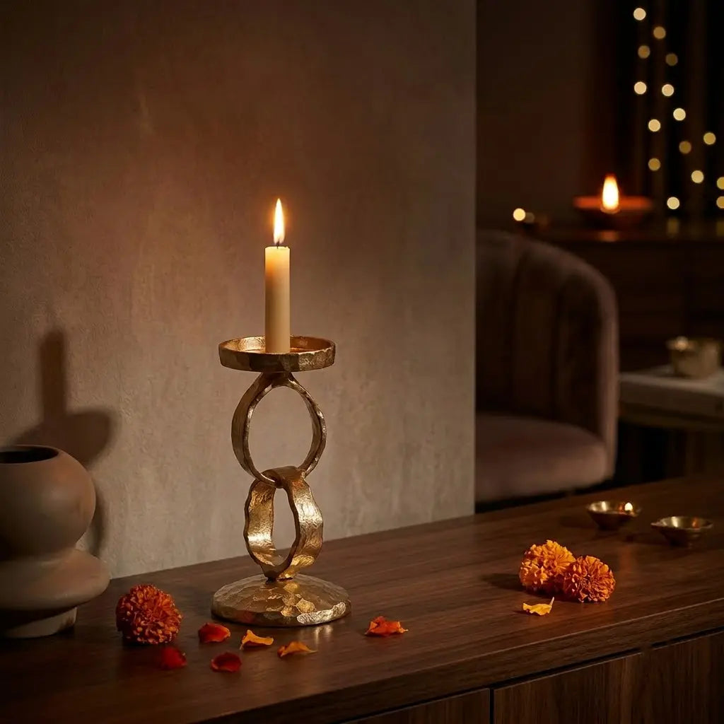 Gold Orbit Candle Holder Small