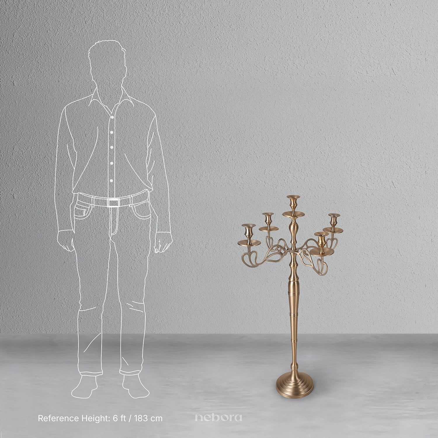 Florentine Pure Brass Candle Abra | Lanterns & Candle Holders - Nebora