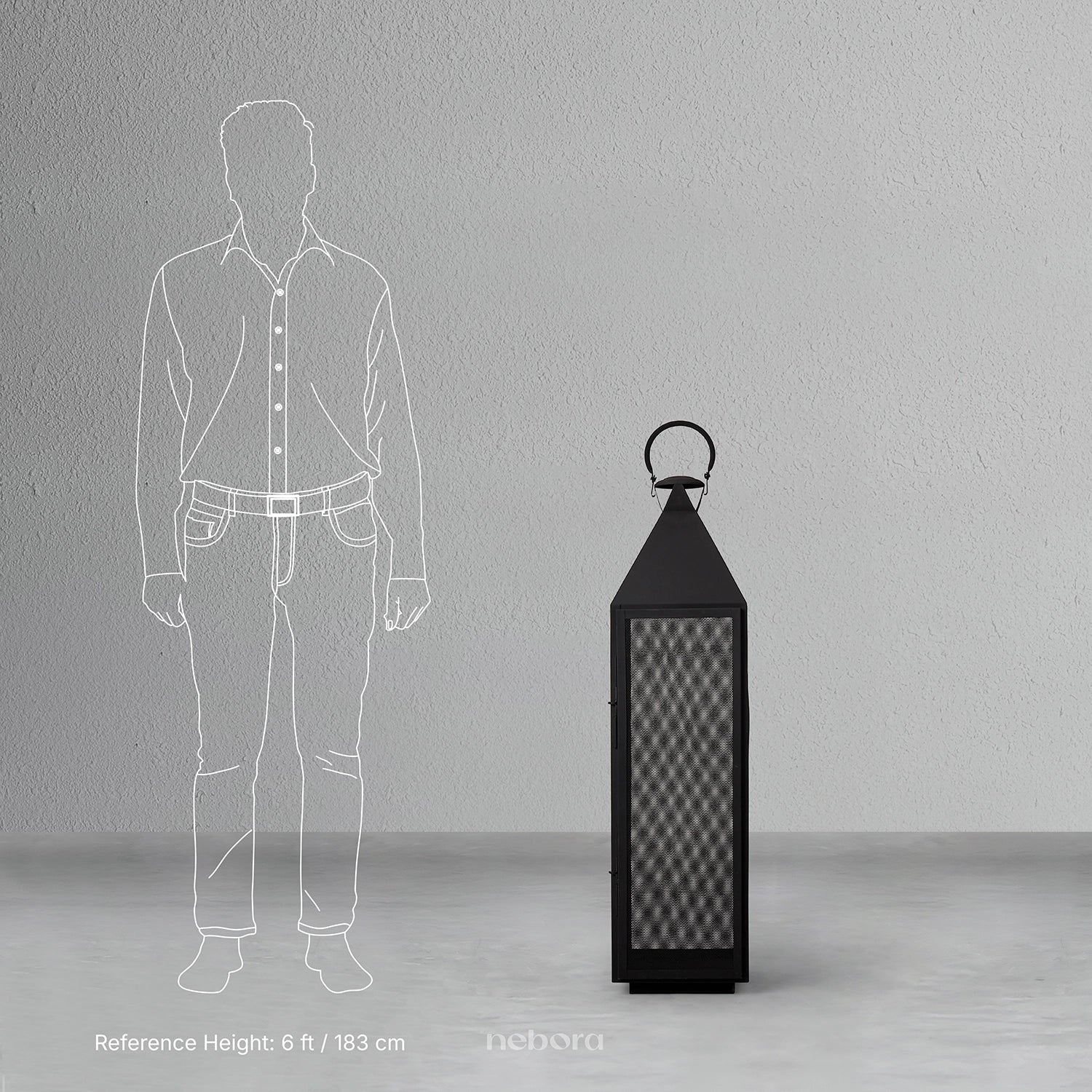 Black Mesh Lantern Large | Lanterns & Candle Holders - Nebora