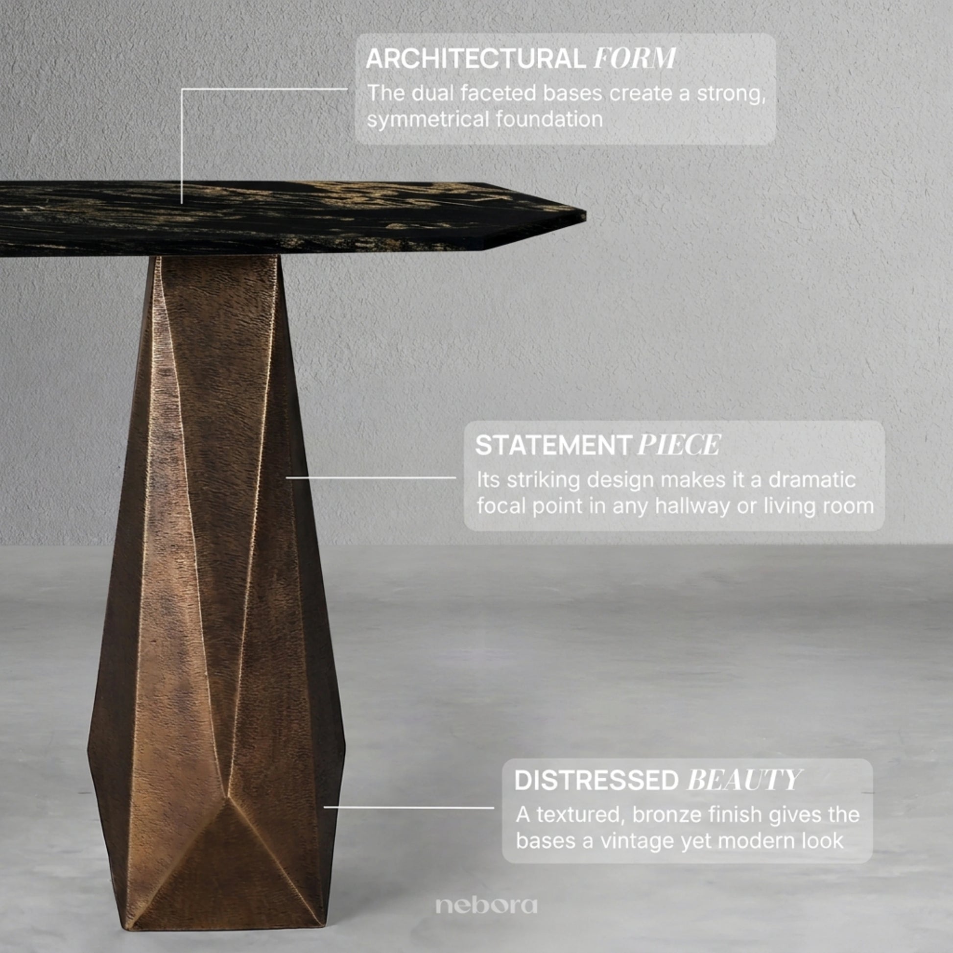 Facet Marble Console Table | Consoles - Nebora