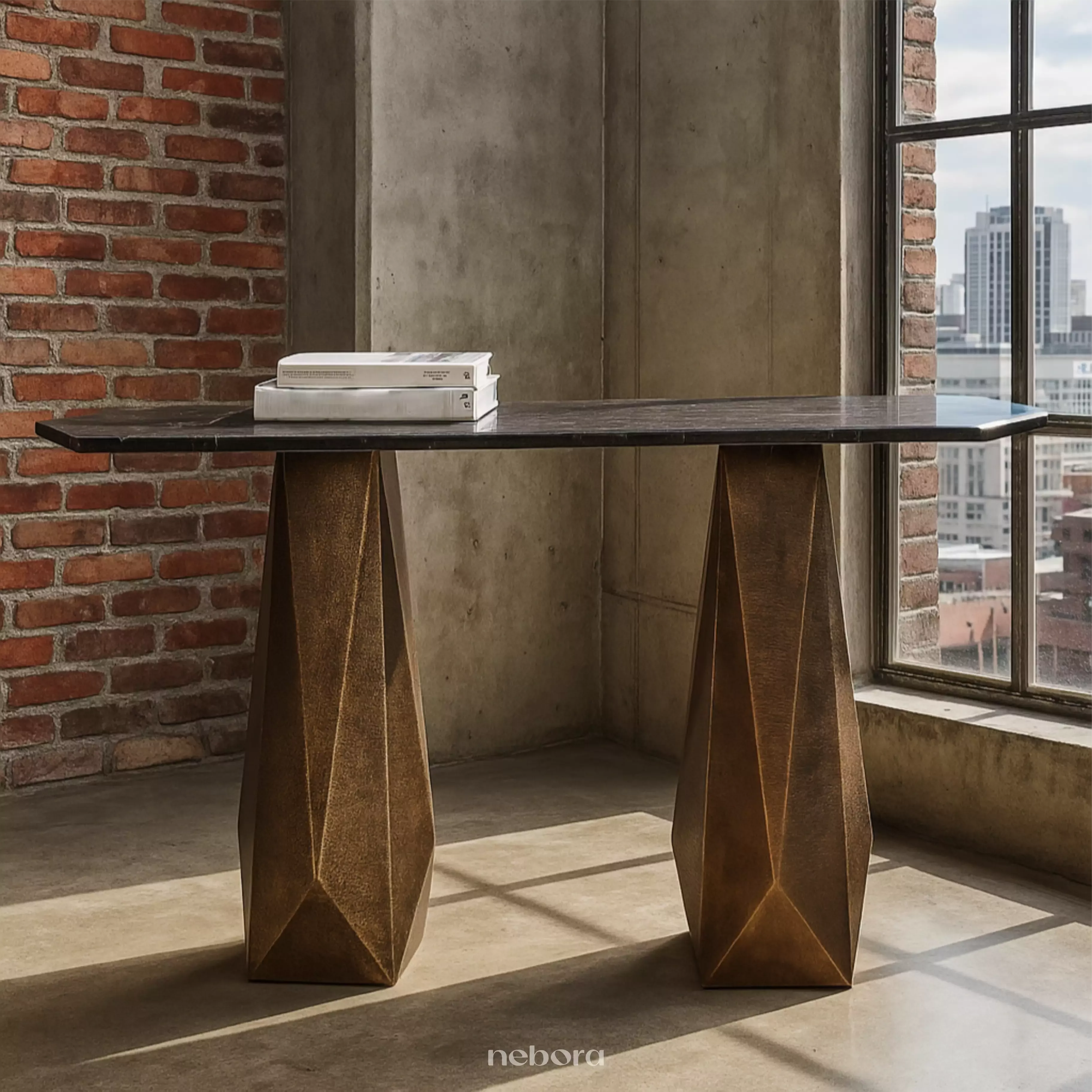 Facet Console Table Marble