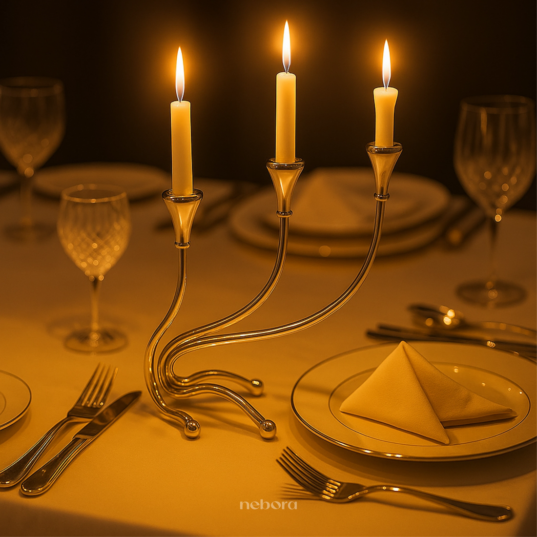 Ribbon Candelabrum 3 Tall | Lanterns & Candle Holders - Nebora