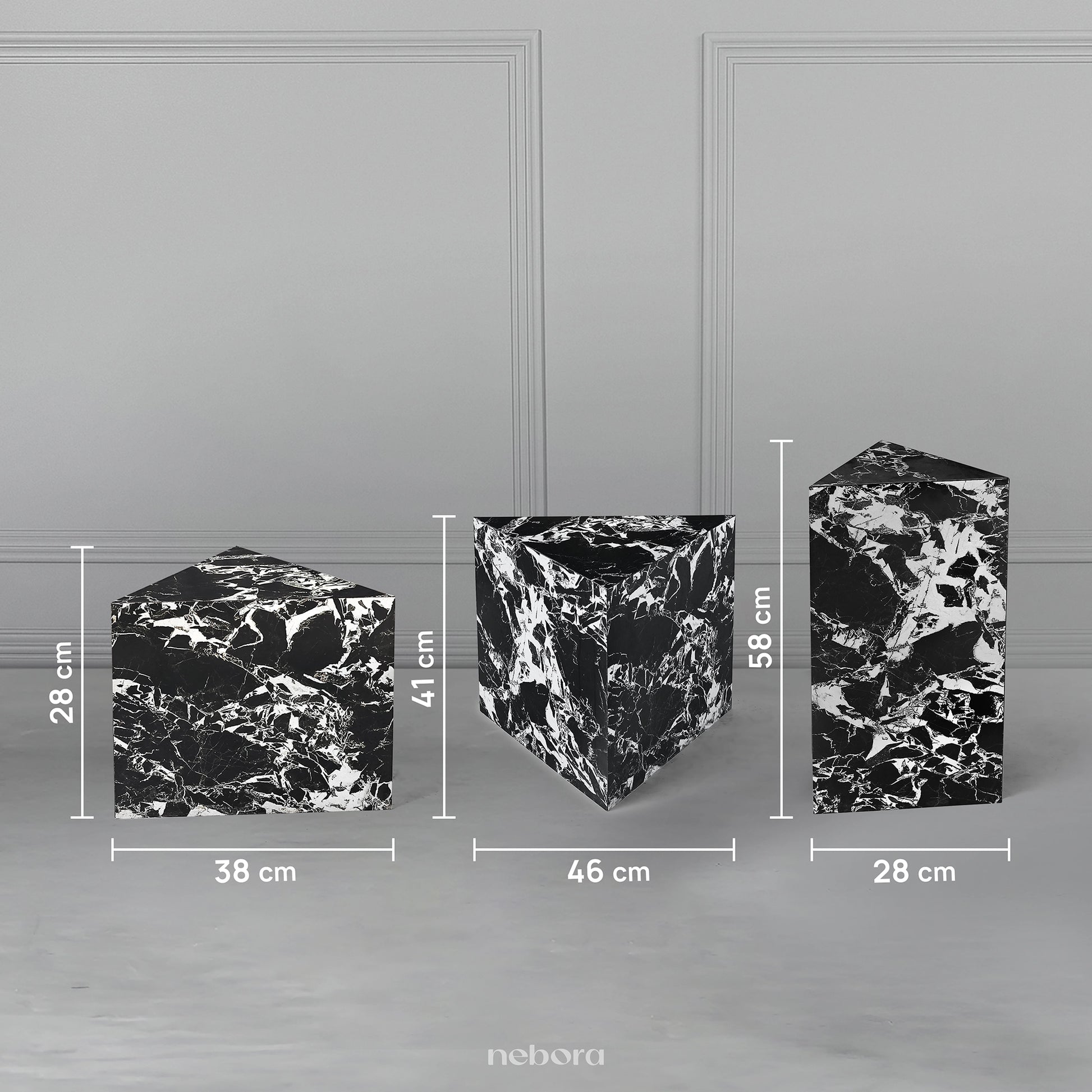 Marquina Pedestals Set/3 | Nested Tables - Nebora
