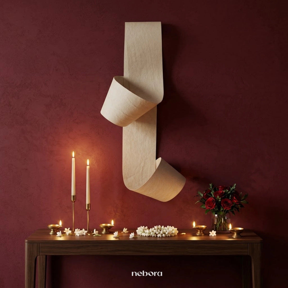 Ribbon Wall Art Beige | Wall Arts - Nebora