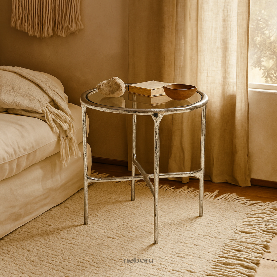 Lunar Hammered Side Table | Side Tables - Nebora
