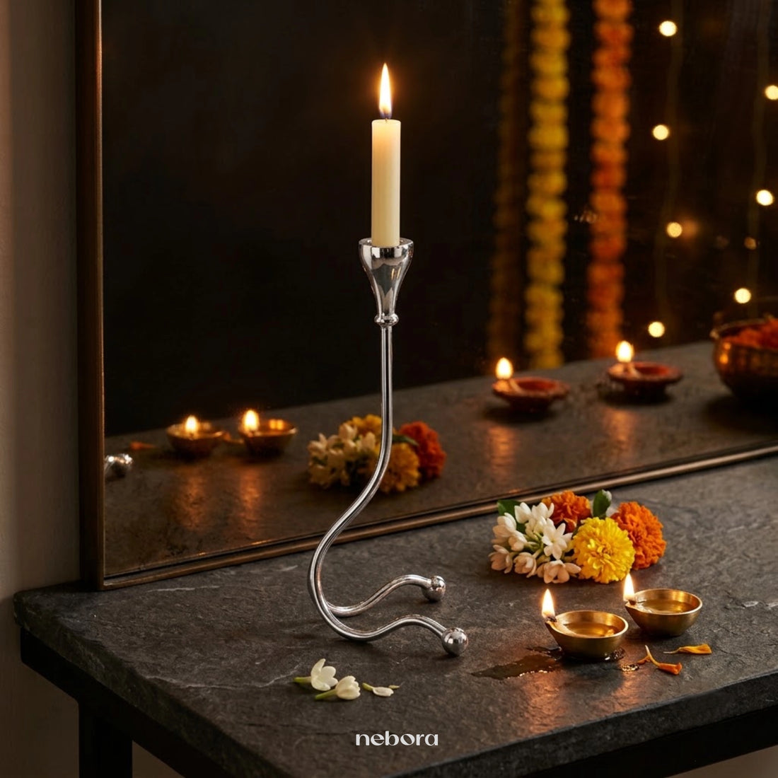 Ribbon Candle Holder 1 Tall | Lanterns & Candle Holders - Nebora