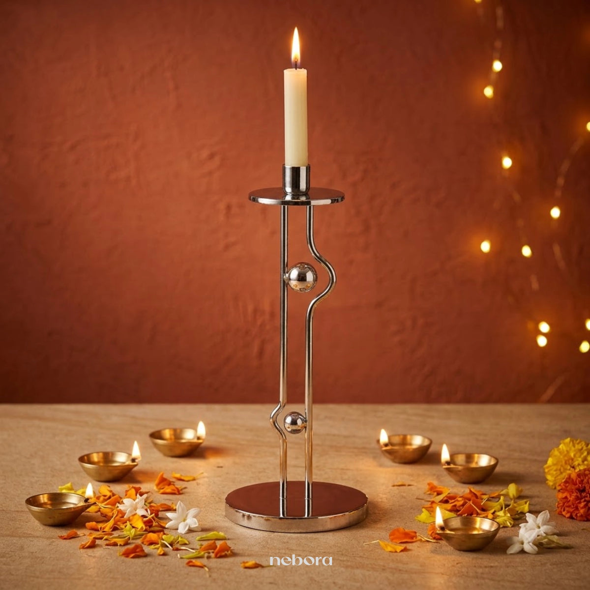 Metal Orb Candle Holder Small | Lanterns & Candle Holders - Nebora