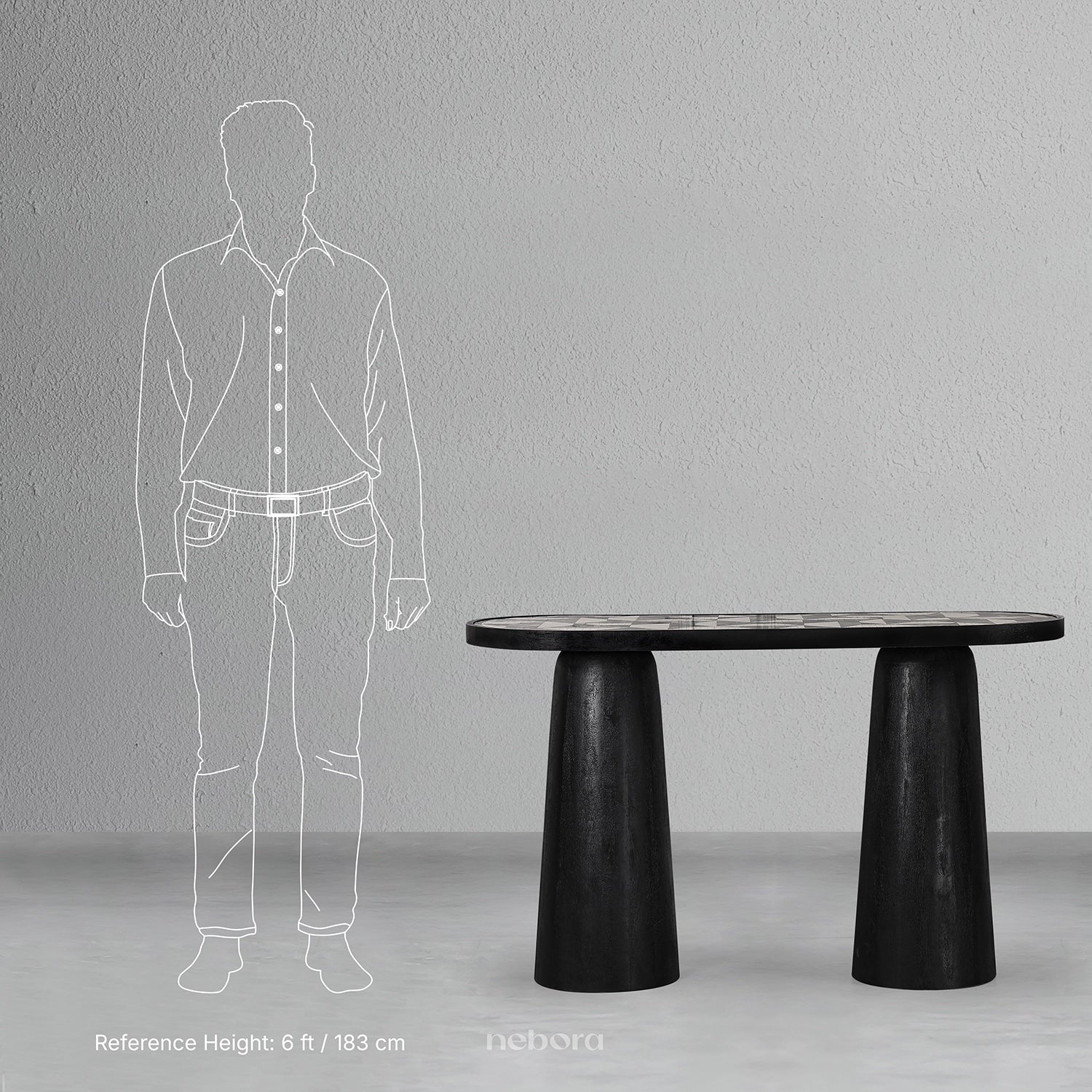 Ebony Geo Inlay Console | Consoles - Nebora