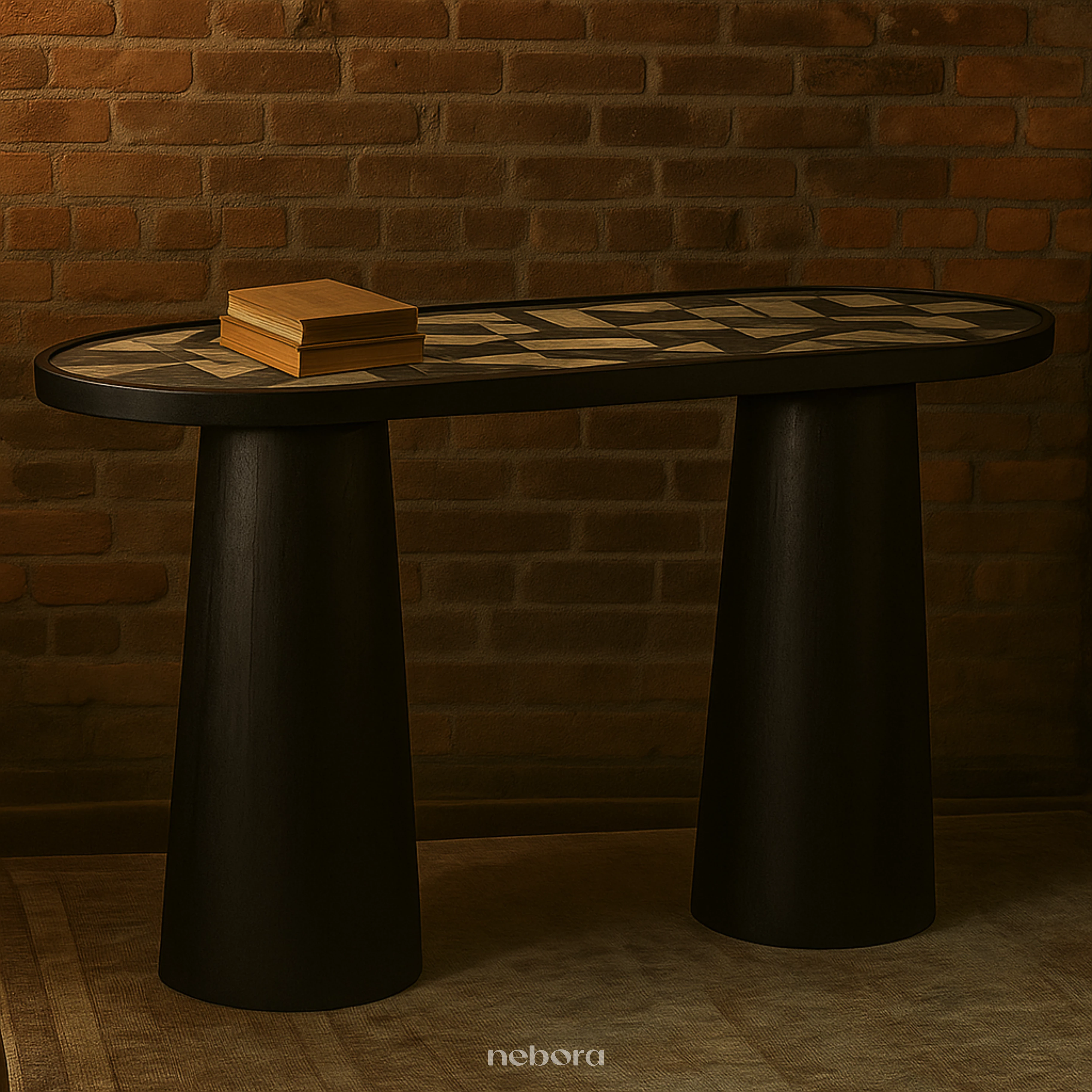 Ebony Geo Inlay Console
