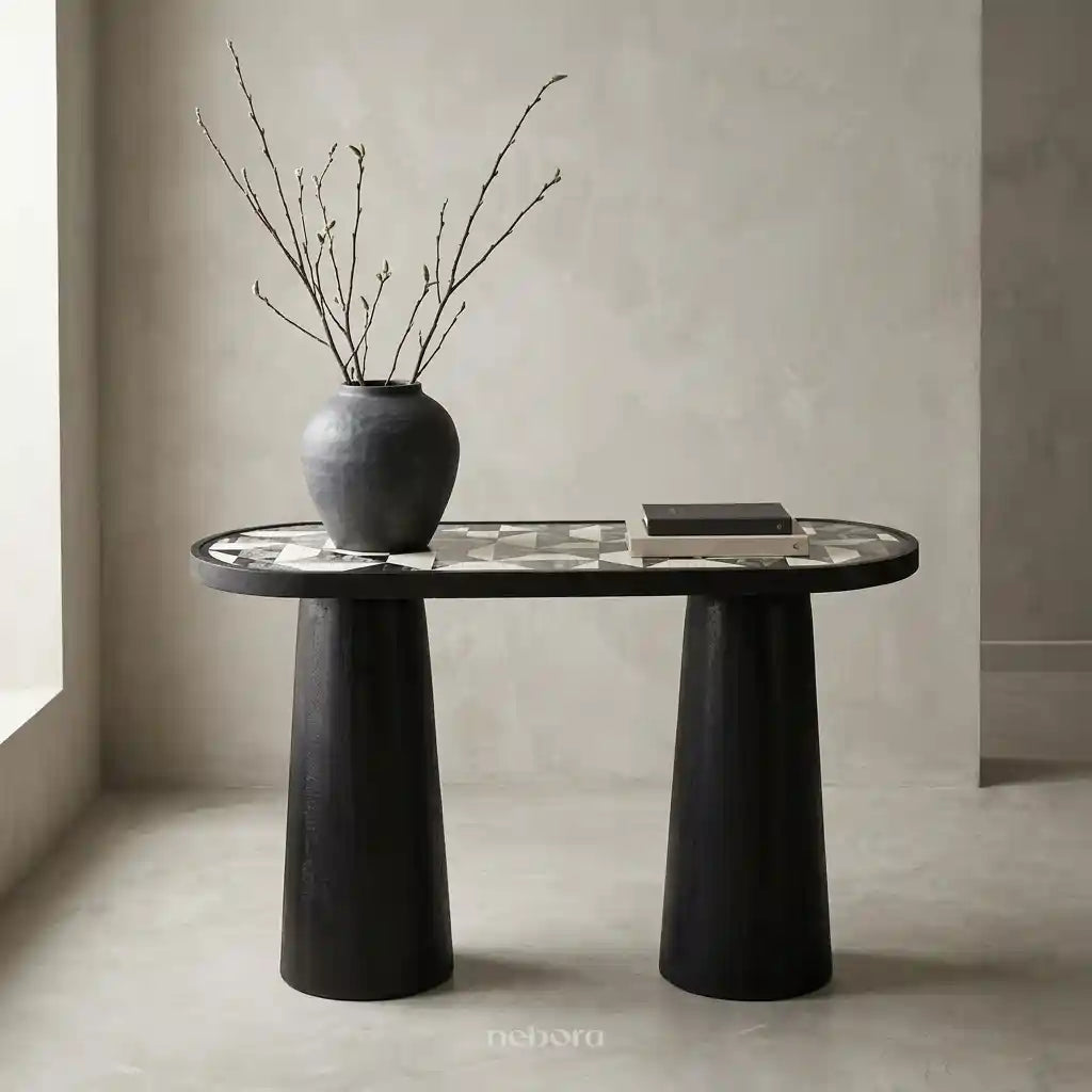 Ebony Geo Inlay Console | Consoles - Nebora