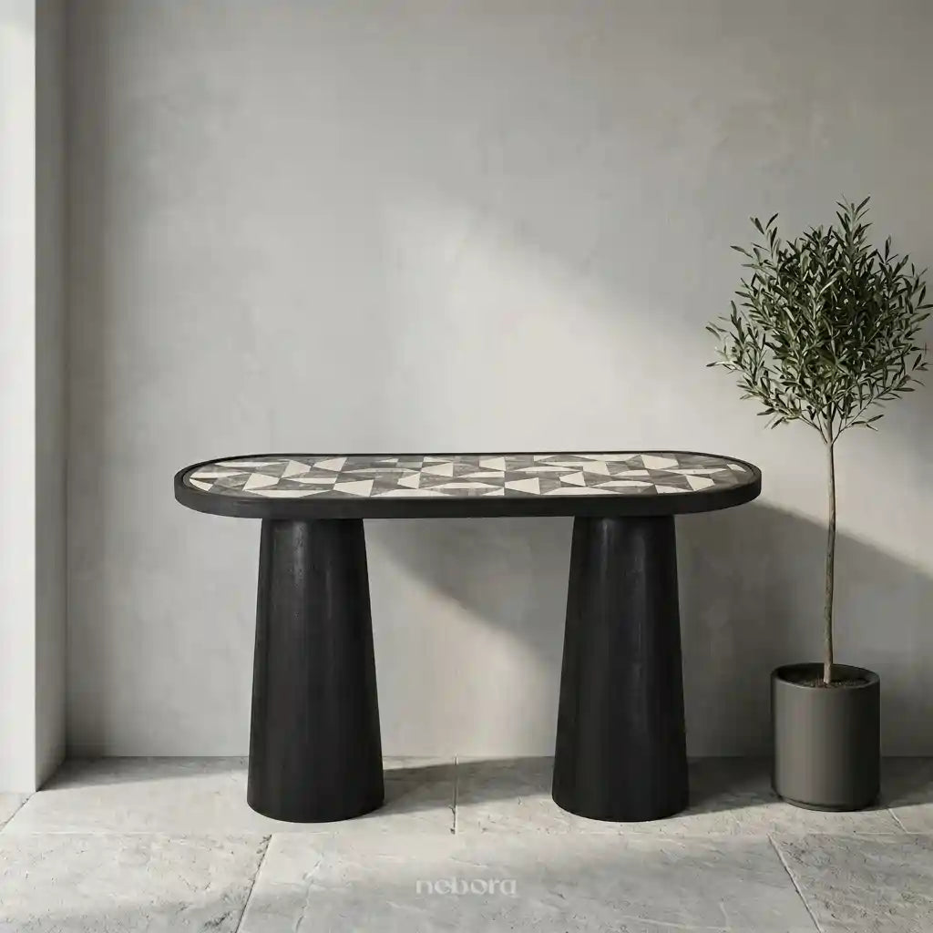 Ebony Geo Inlay Console | Consoles - Nebora