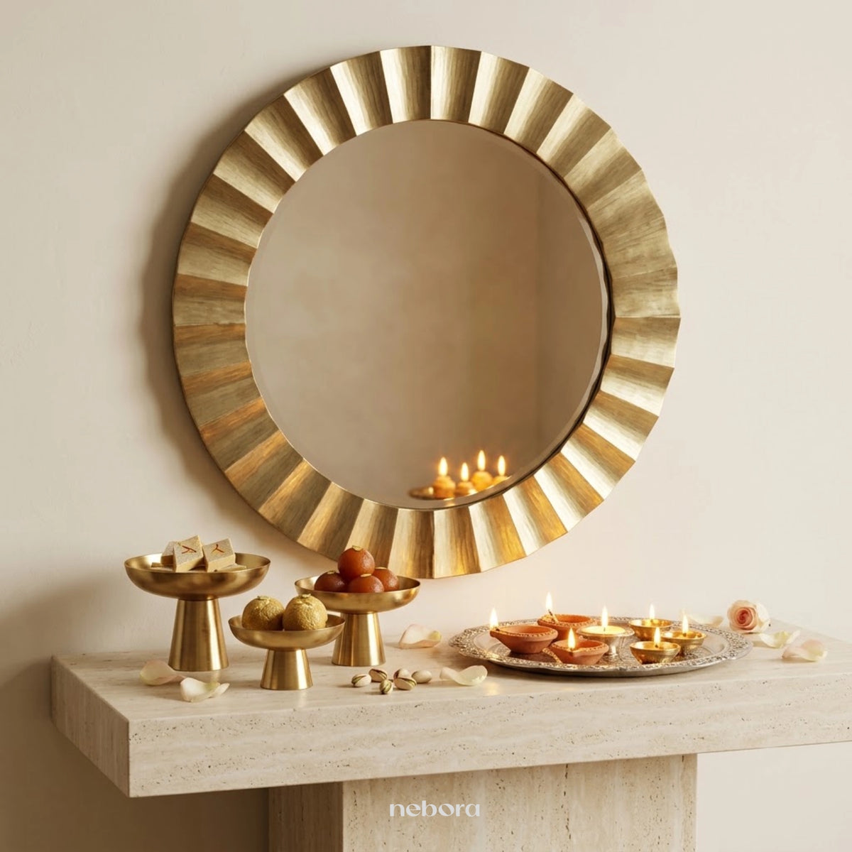 Golden Ripple Mirror | Wall Mirrors - Nebora