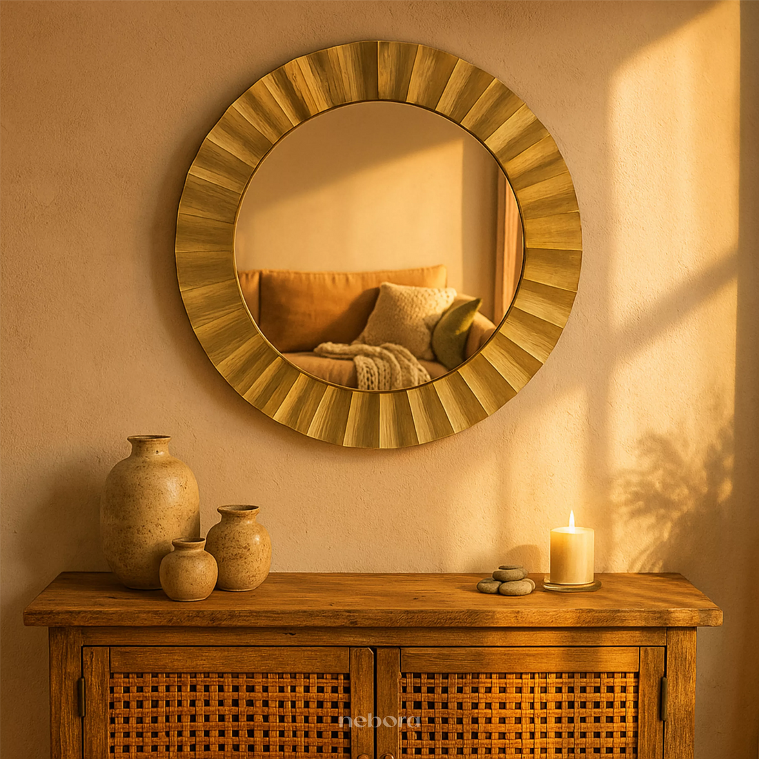 Golden Ripple Mirror | Wall Mirrors - Nebora