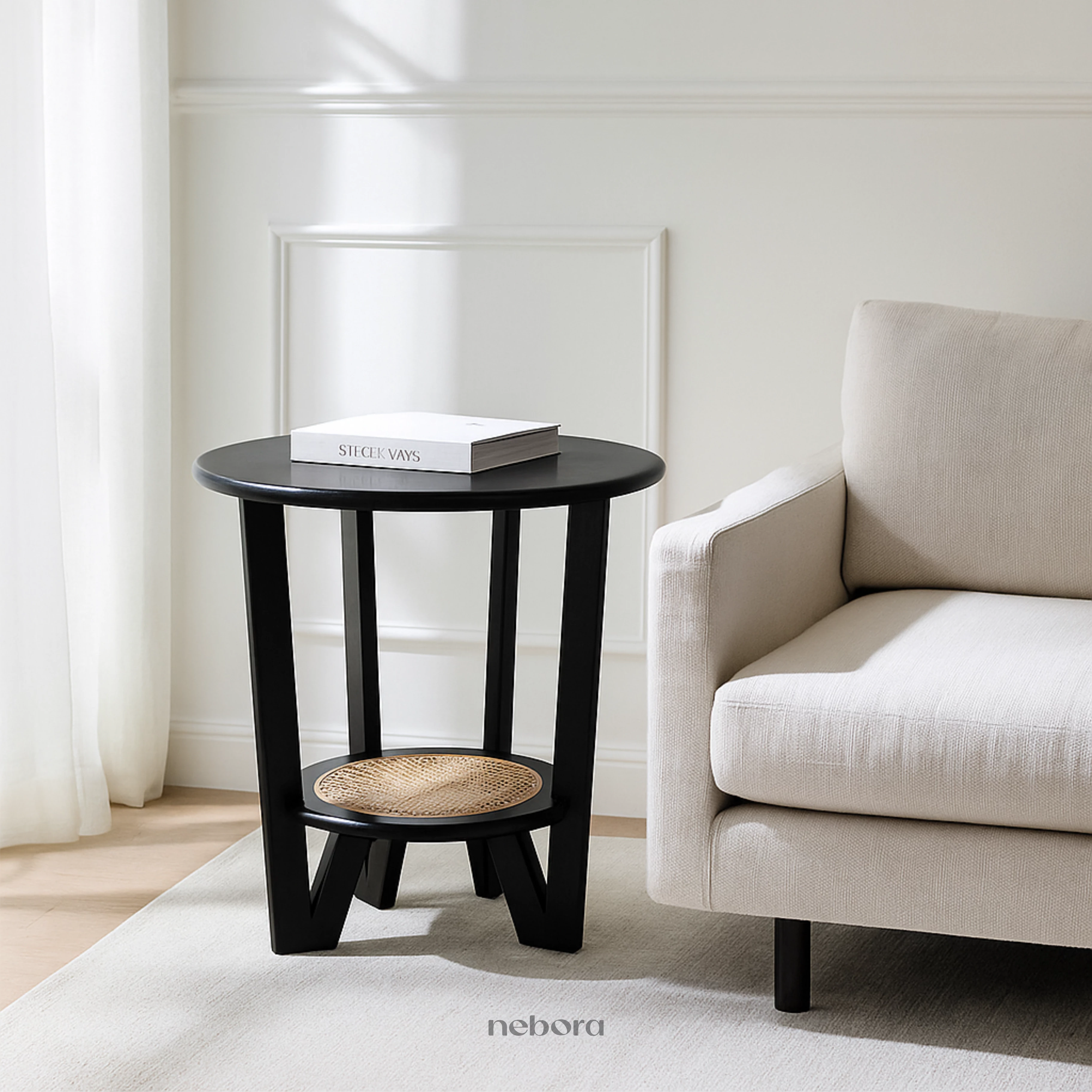 Noir Rattan Round Table