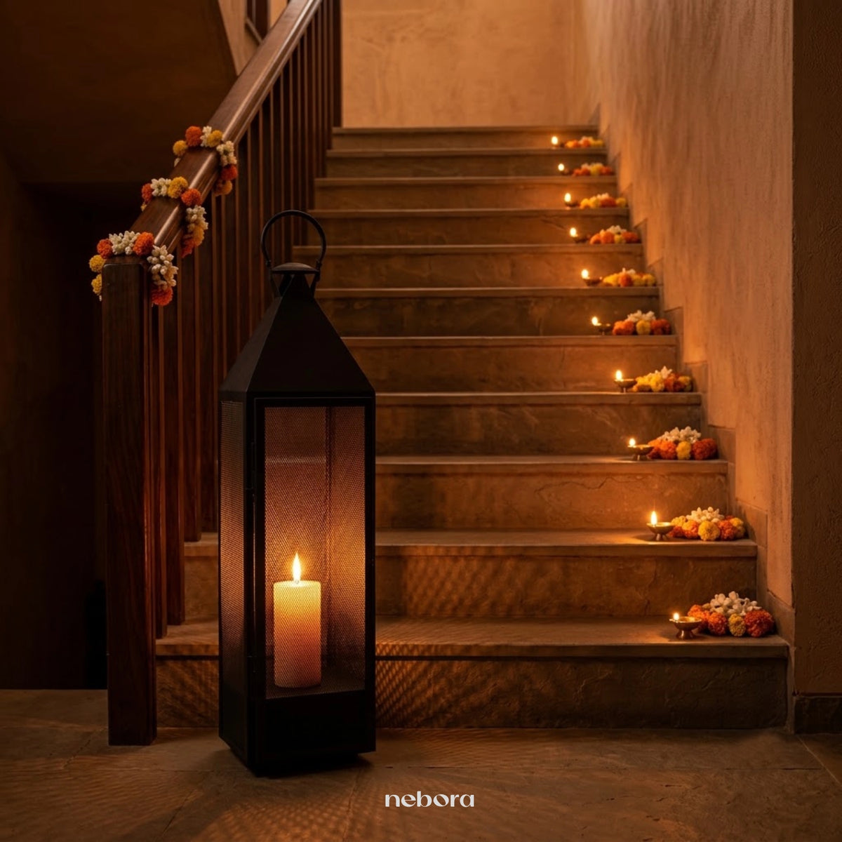 Black Mesh Lantern Small | Lanterns & Candle Holders - Nebora