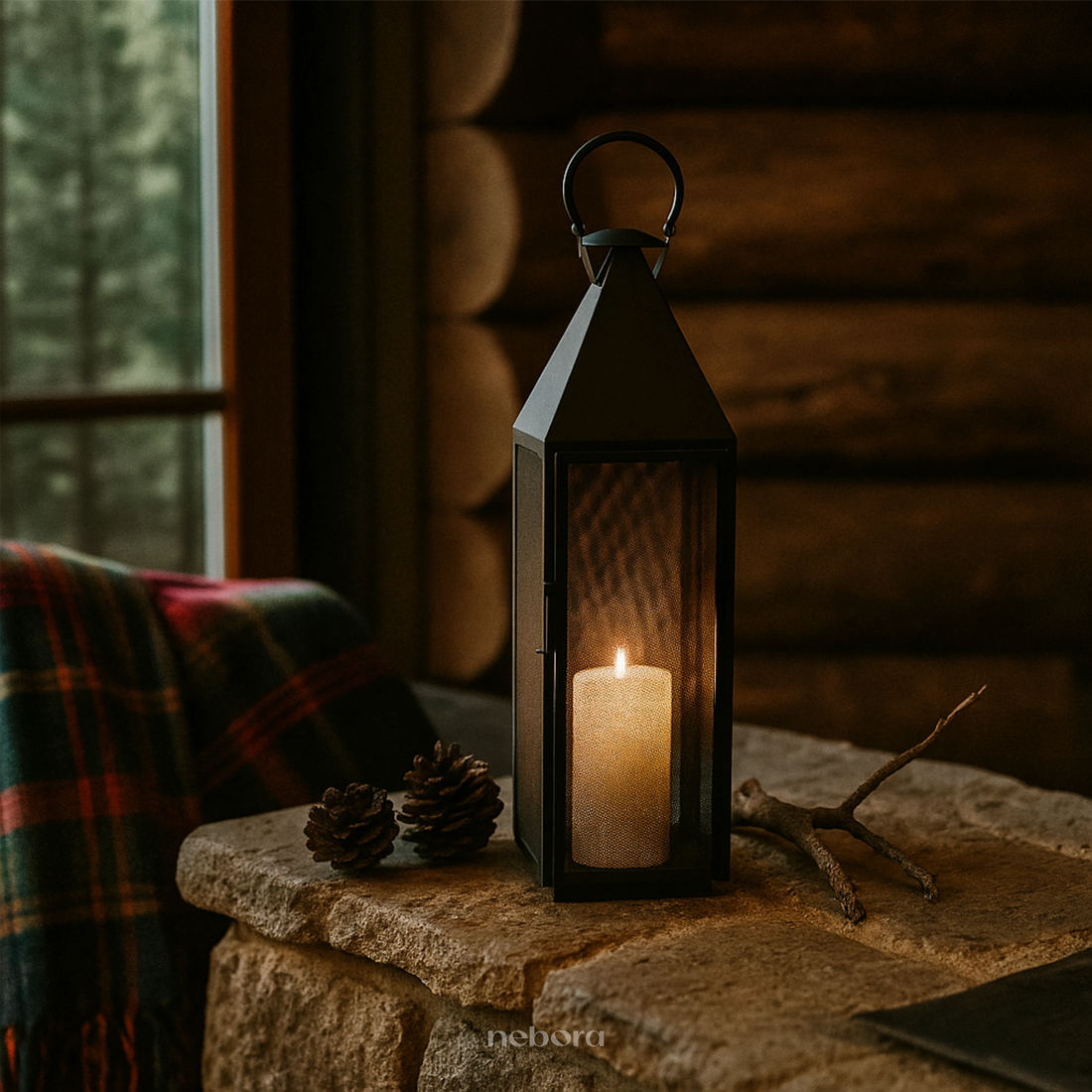 Black Mesh Lantern Medium | Lanterns & Candle Holders - Nebora