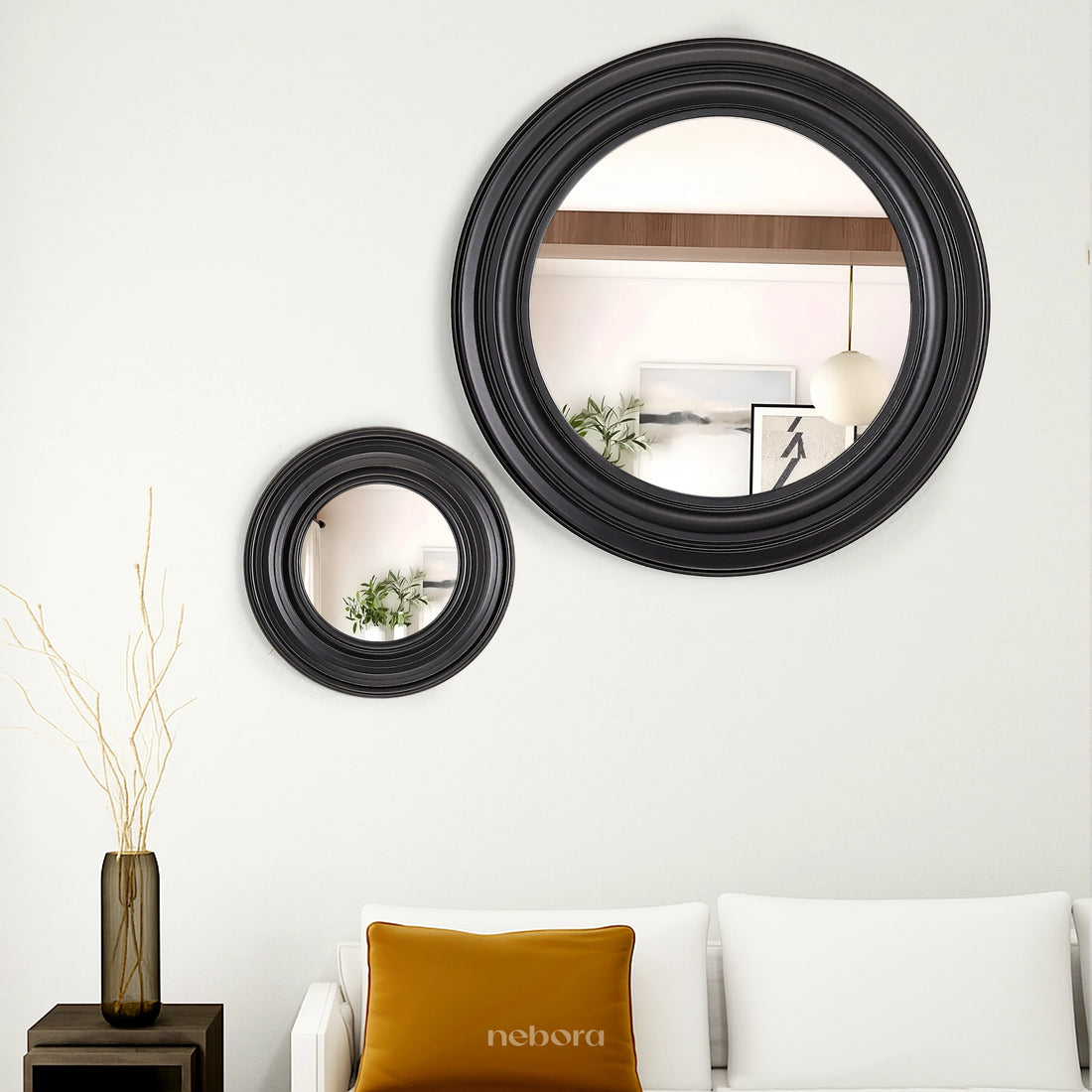 Solstice Mirrors Black Set/2 | Wall Mirrors - Nebora