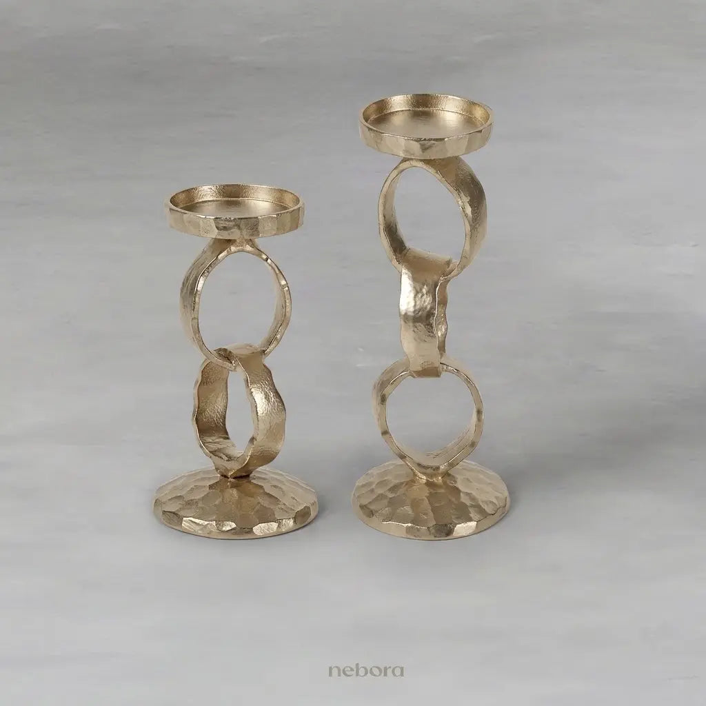 Gold Orbit Candle Holders S/2 | Lanterns & Candle Holders - Nebora