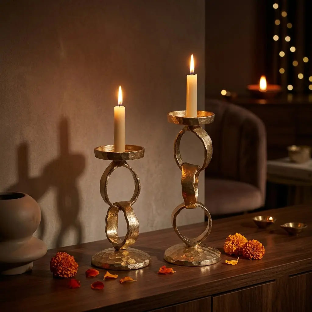 Gold Orbit Candle Holders S/2