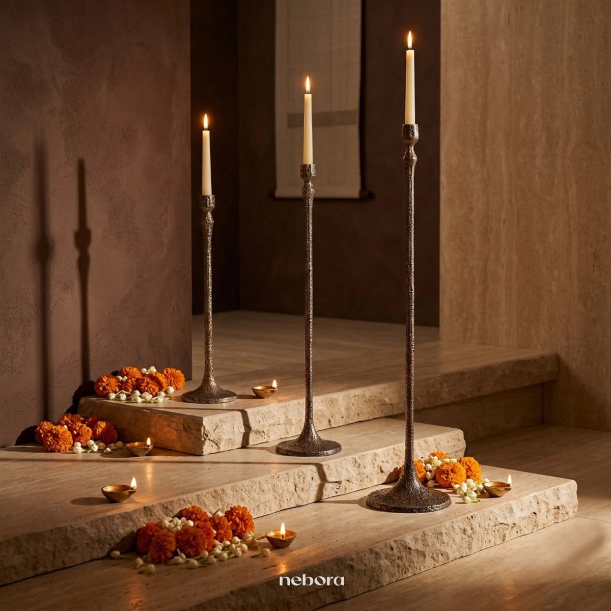 Luminis Candle Stand Set/3 | Lanterns & Candle Holders - Nebora