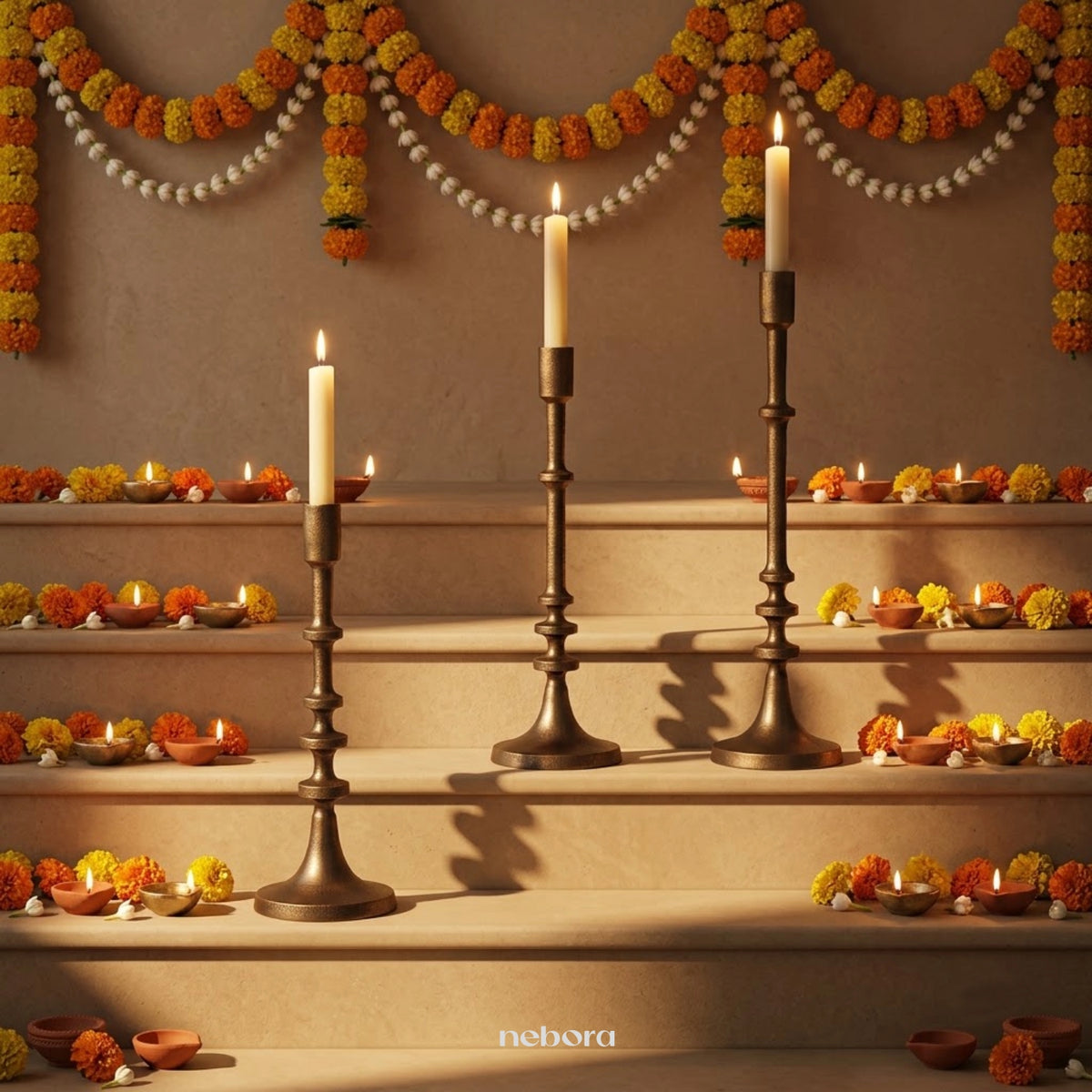 Sentinel Candle Stand Set/3 | Lanterns & Candle Holders - Nebora